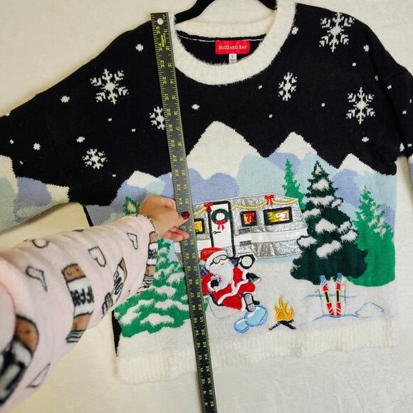 Ugly XMas Sweater SzL Camper Outdoor Santa‎ mountain n Trees n Camping theme. - Picture 6 of 14